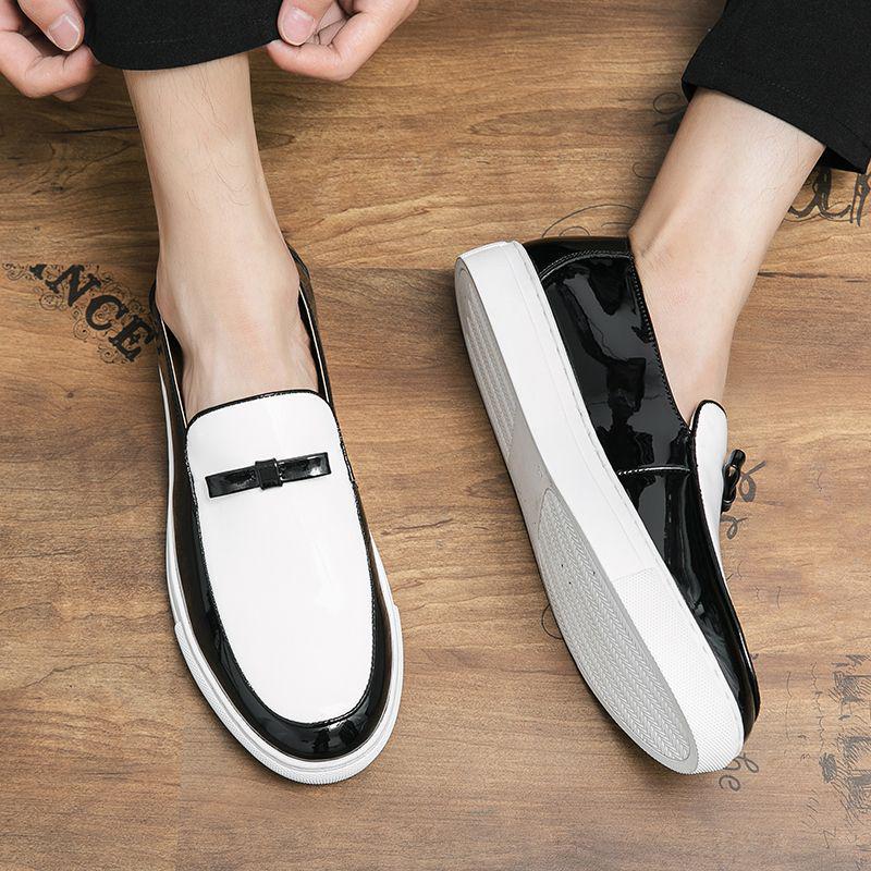 Men's Trendy Color-Block Leather Loafers: Breathable, Casual, and Stylish for Business or Weddings