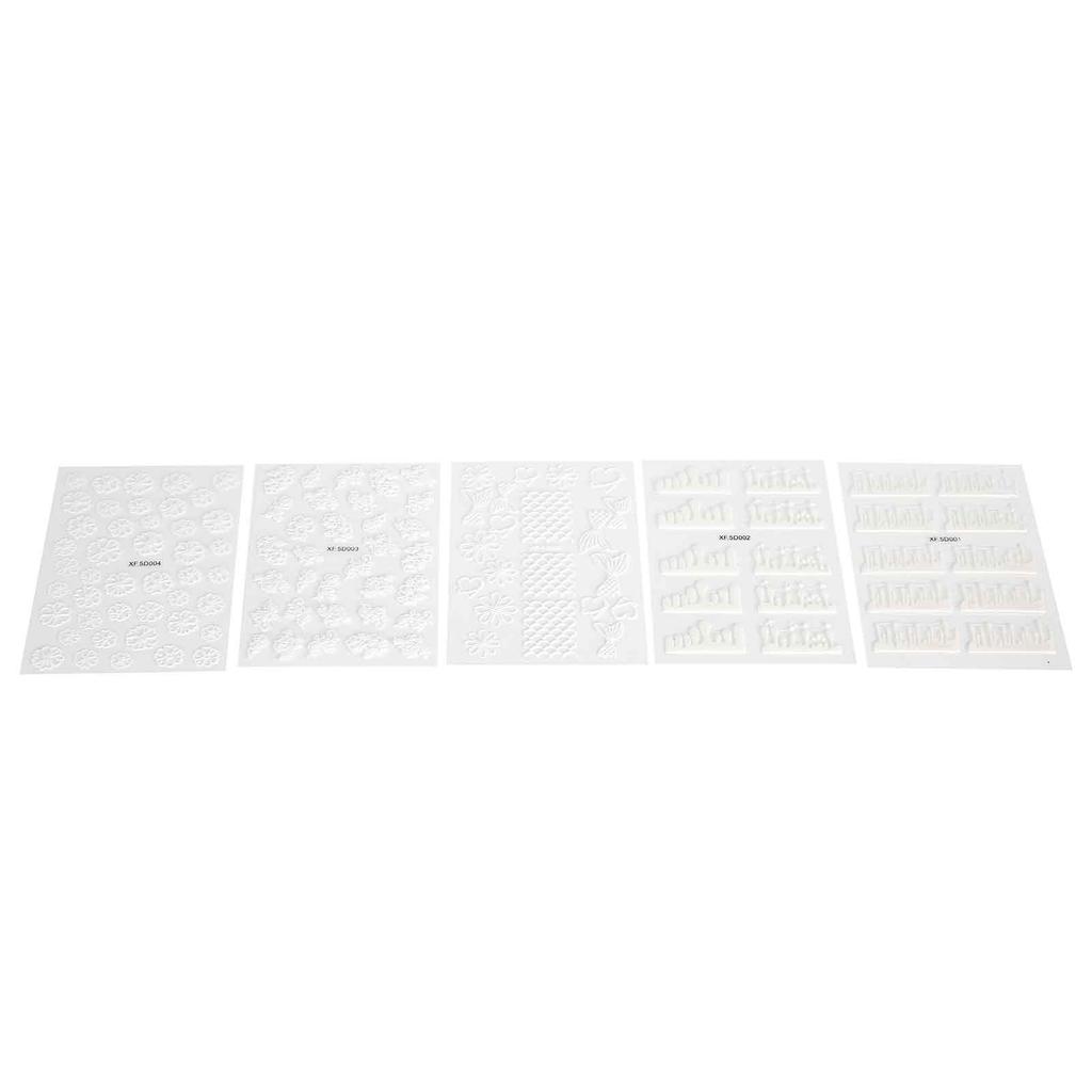5 Sheet Embossed Nail Decal Exquisite DIY Nail Art Sticker Decoration Manicure Tool