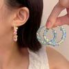 Sweet Dopamine Butterfly Bow Earrings for Women Rhinestone Exquisite Elegent Aesthetics Ear Buckle Crystal Take Picture Jewelry