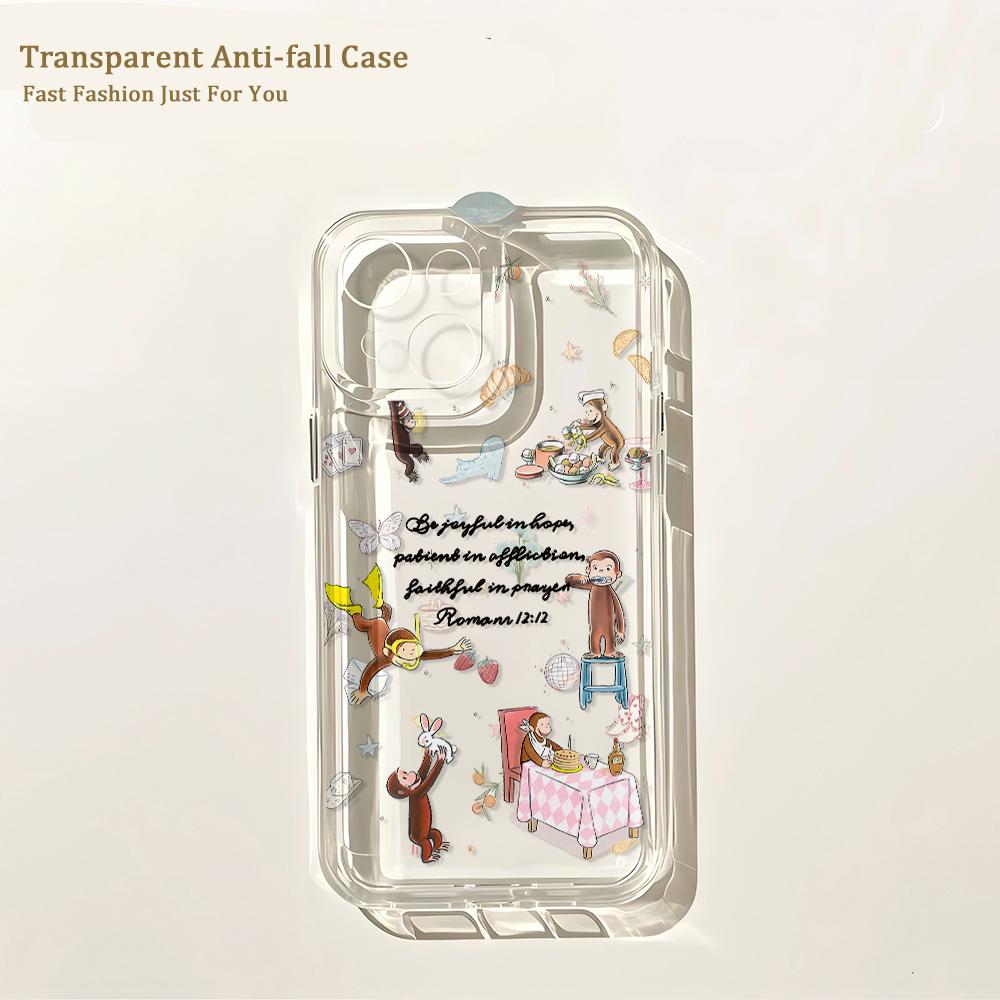 Tongue Sticking Monkey Phone Case For iPhone 17 16 16e 15 14 13 12 11 Mini Pro Max X XR XSMax 8 Air Plus Transparent Back Cover