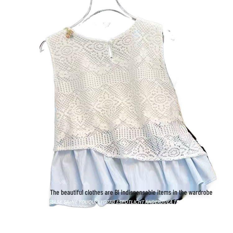 2025 Summer Retro Chinese-Style Hollow-Out Camisole and Ethnic Sleeveless High-Waist Two-Piece Dress Set