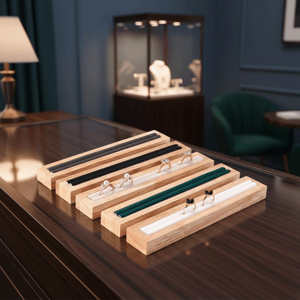 Rings Storage Wooden Ring Display Rectangular Shape Jewelry Organizers Quality Jewelry Stand Rings