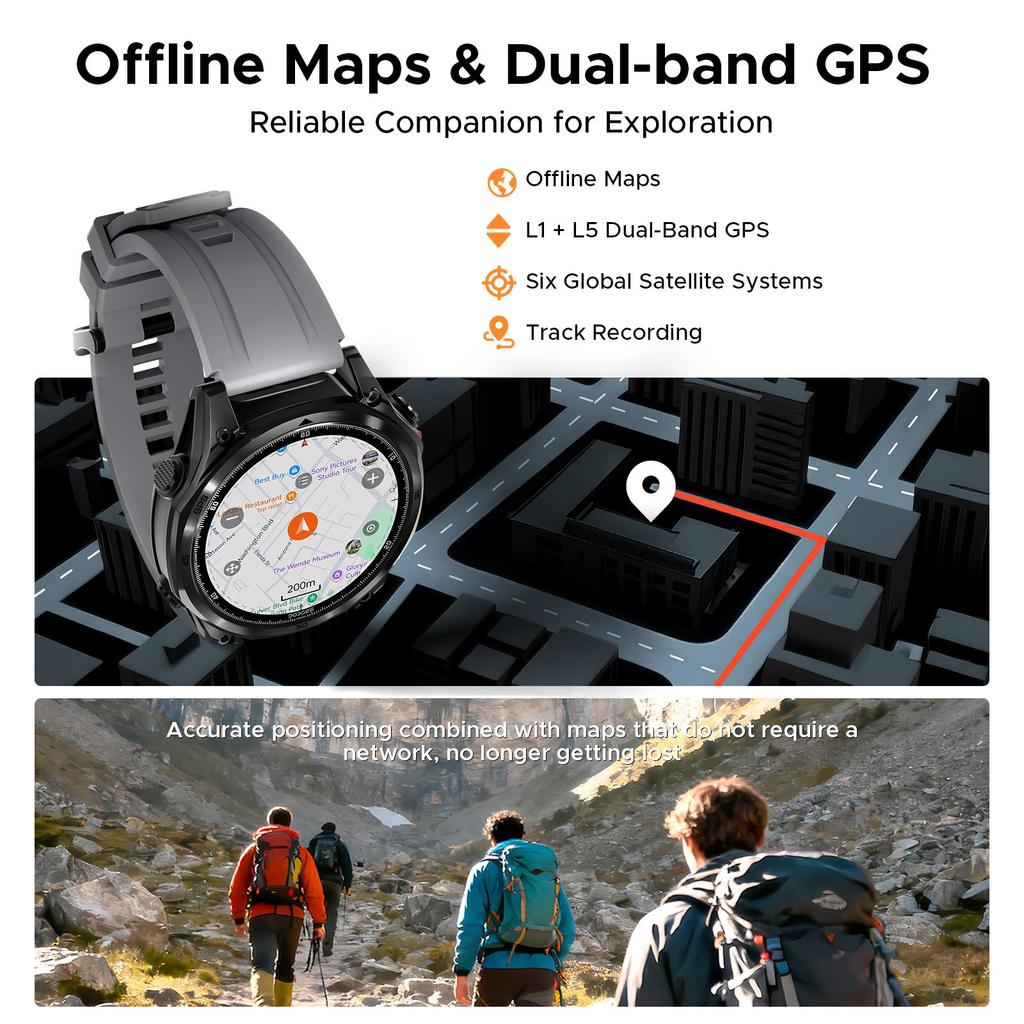 DOOGEE Anywise W1 Pro, 1.43'' Fitness Smartwatches for Android Phone/iPhone,170+ Sports Modes, Answer/Make Calls/12 Days Battery/2 Strap