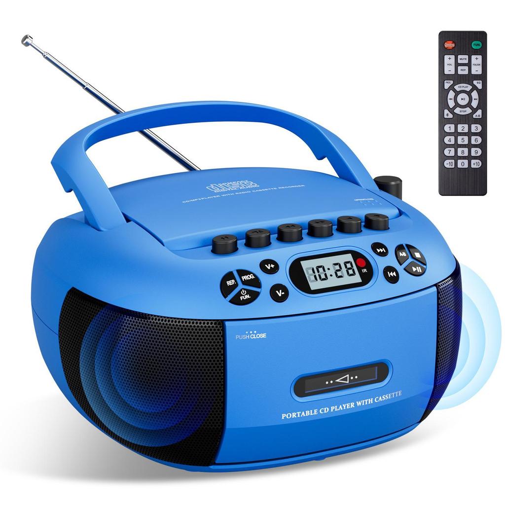 Tragbarer Bluetooth CD- und Kassettenrekorder mit Radio