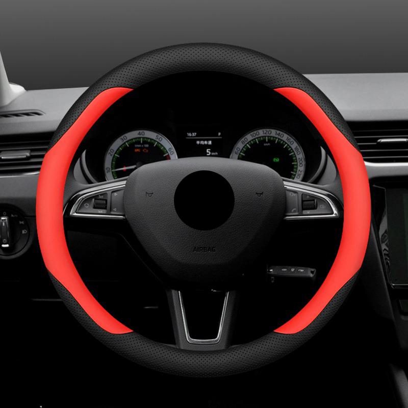 High Quality Leather Car Steering Wheel Cover Wrap for Skoda Octavia Rapid Superb Fabia Kodiaq Kamiq Anti-Slip Auto Accessories