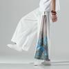 National Style Chinese Style Color Matching Wide-leg Pants Men's Summer Thin Casual Wide Pants Plus Size Trousers