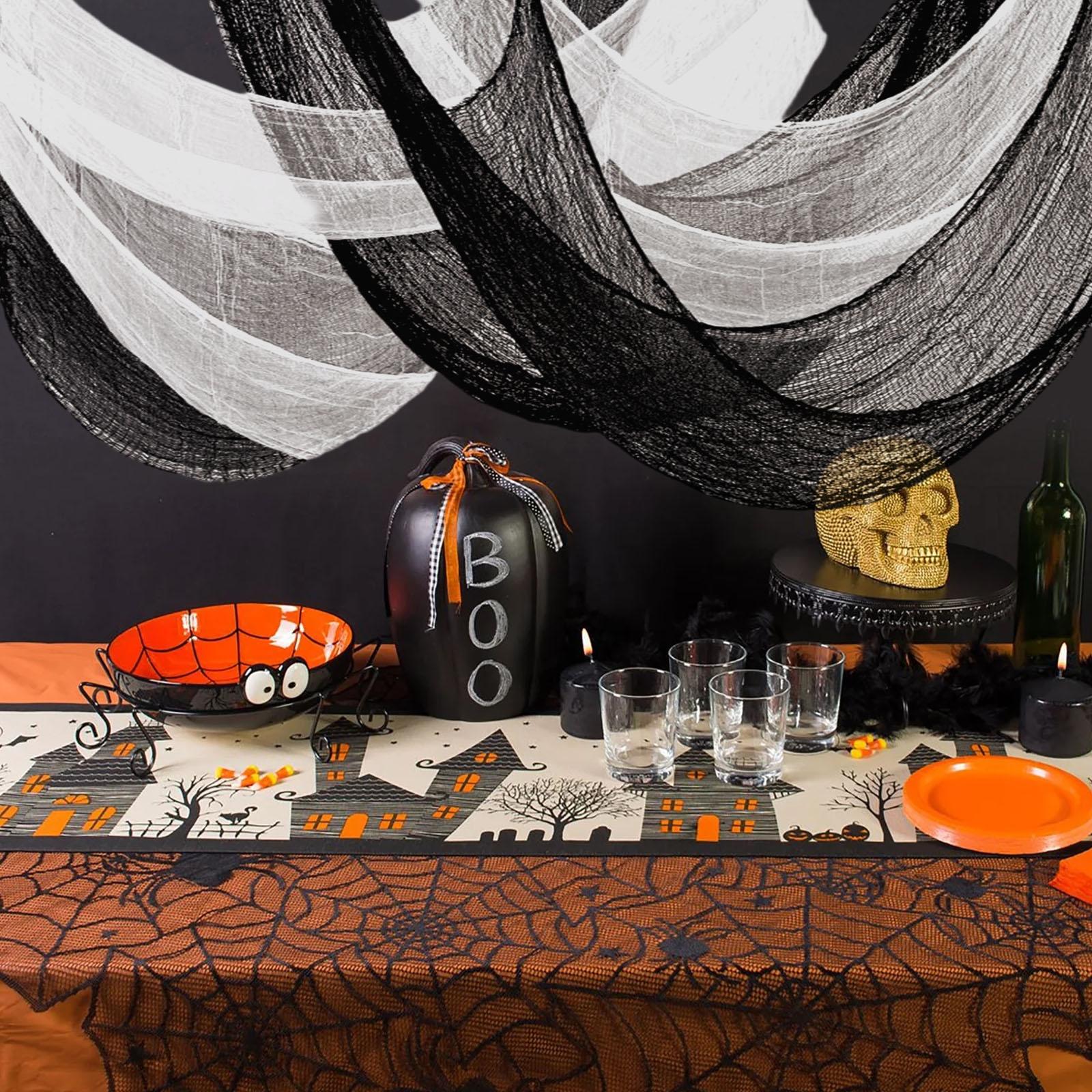 

Набор из 6 штук Жуткая ткань на Хэллоуин - 30x70 дюймов Хэллоуинская жуткая тканевая ткань для уличных украшений One Size