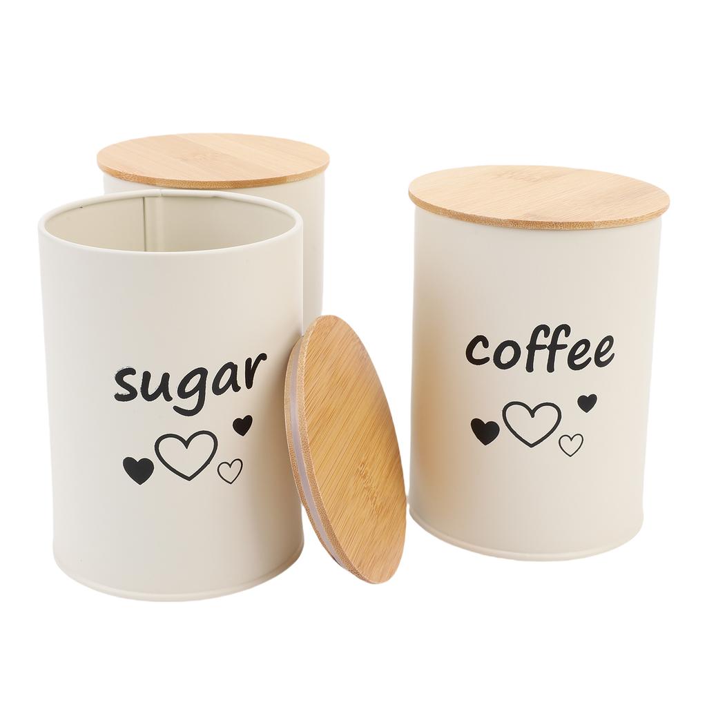 3PCS Airtight Coffee Canister Iron Coffee Bean Storage Container Food Canister Jar with Lid for Kitchen Tea Cereal