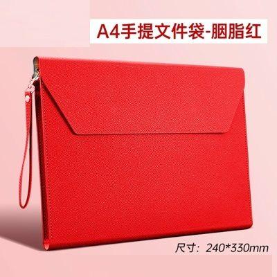 Leather File Bag A4 Paper File Bag Folder File Bag Thickened Waterproof Material Buckle Business Document Bag Office Contract