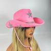 Felt Hat Sparkling Star Decor Wide Brim Western Cowboy Kids Hat Lightweight Fabric Party Festival Outdoor Hair Accessory