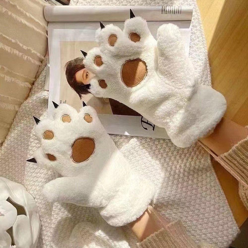 Bear Paw Furry Mittens Plush Animal Gloves Fashion Women Winter Gloves Cosplay