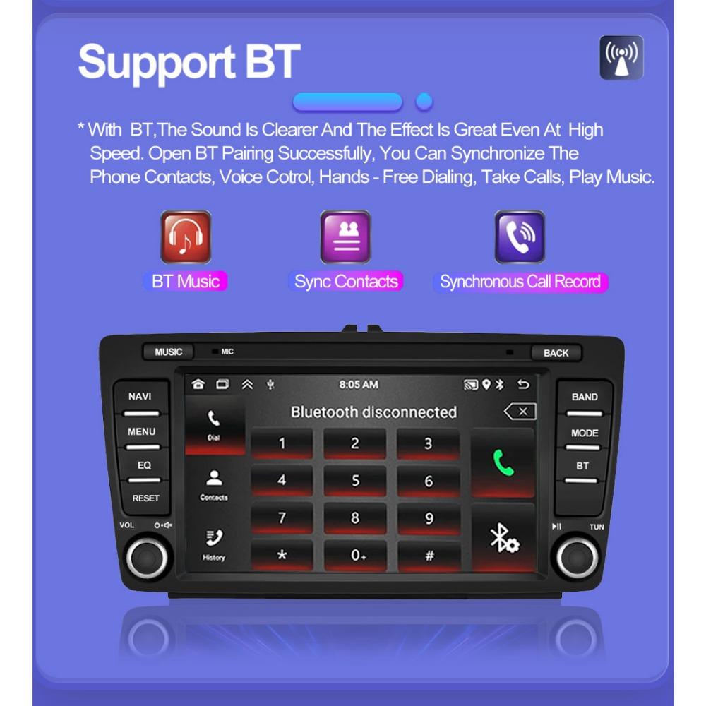 8 tommer Bilradio Android for Skoda Octavia 2 A5 2004-2013 Auto Multimedia Stereo Navigasjon 1+32GB