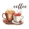 Creative Pair of Coffee Cups Wall Sticker Cafe Style Home Decoration Self-Adhesive Removable Wall Art