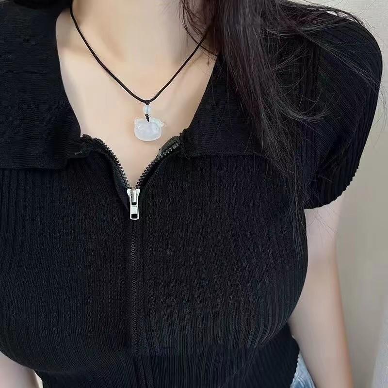 Hellokitty Necklace Schoolgirl Cute Girl Hello Kitty Collarbone Chain Pendant Summer Colorless Girlfriend