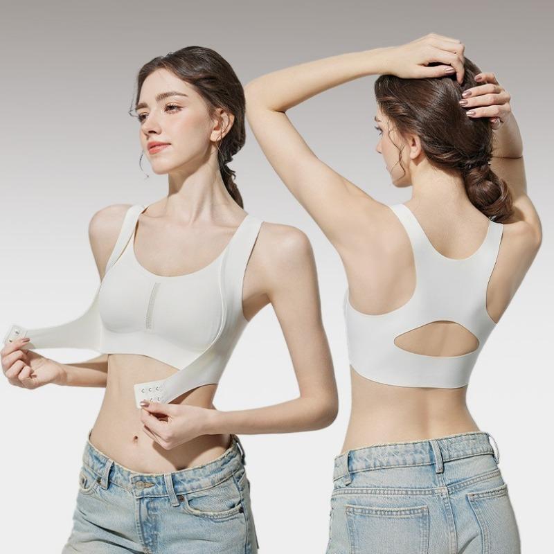 Front Closure Wireless Seamless Bra for Women Lifting Gathered Anti-Sagging Crisscross Back Sports Intimates