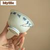 150ml Green Glaze Hand-painted Poetry Gaiwan Luxury Tea Tureen Tea Bowl With Lid Kit Tea Making Cover Bowl Drinkware Decoration