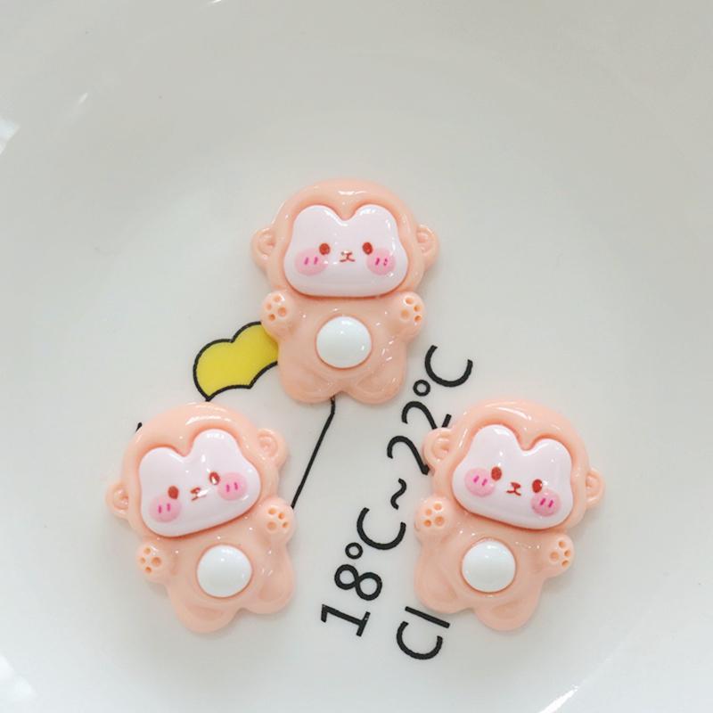 10Pcs New Cute Resin Bee Rabbit Monkey Little Bear Series Flat Back Fit Phone Deco Parts Embellishments For Hair Bows Accessorie