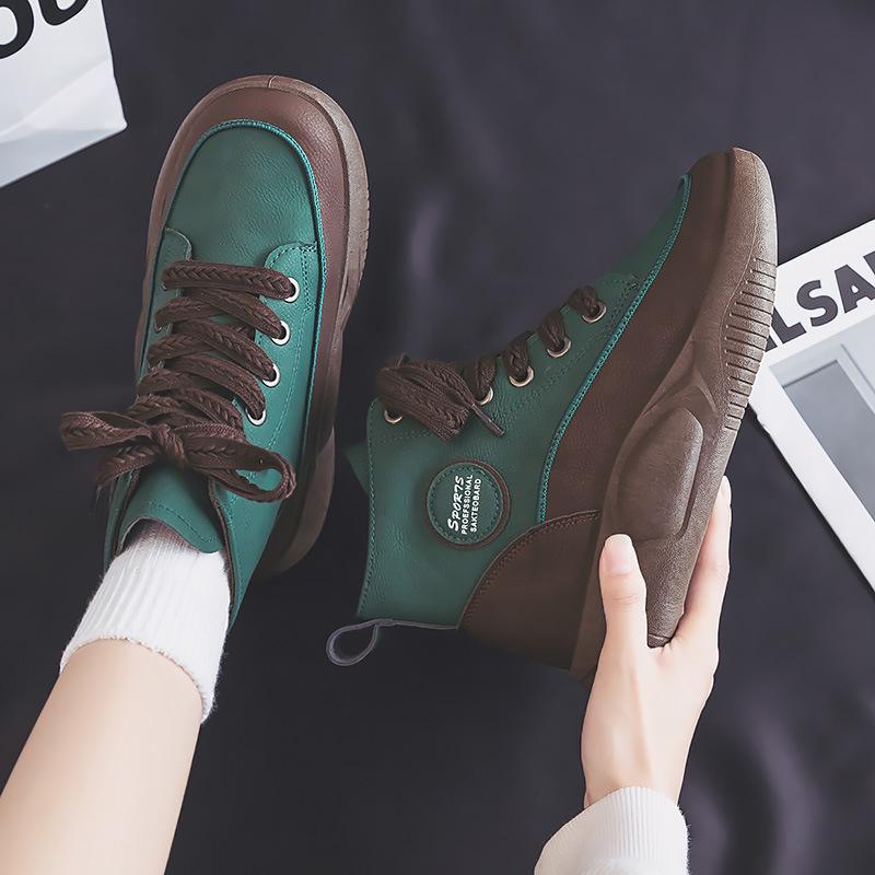 High-top shoes women's autumn new women's shoes big head rocking shoes platform casual board shoes street shooting trend