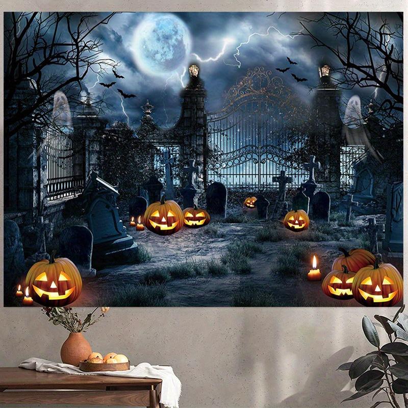 A spooky background fabric for a Halloween zombie-themed party perfect for family celebrations and birthday decorations.PMJ