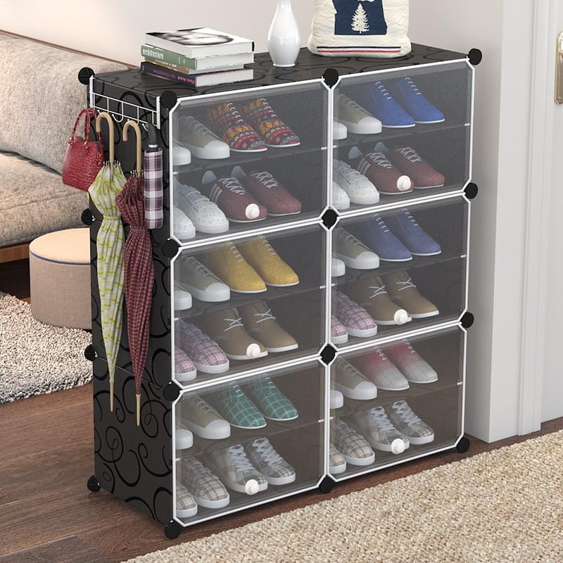 Shoe Rack Assembly Shoe Cabinet Plastic Storage Rack Dust-Proof Doorway Household Multifunctional Storage Rack Economical Storag