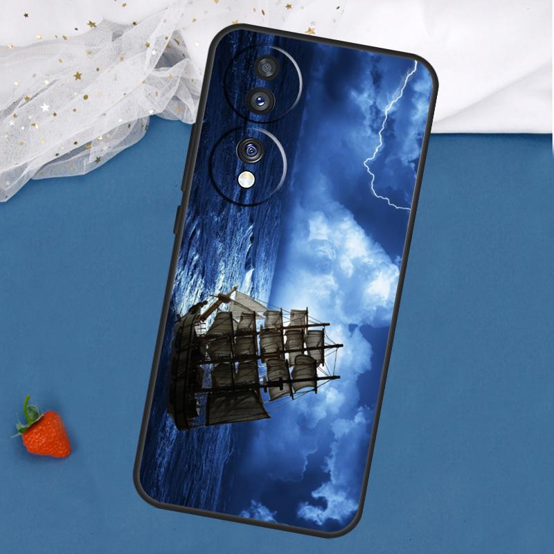 Old Ship in Sea Moon Night Case For Honor Magic 7 5 6 Lite 8 Pro 200 400 50 70 90 X8c X8b X9a X9b X9c X9d Win RT Cover