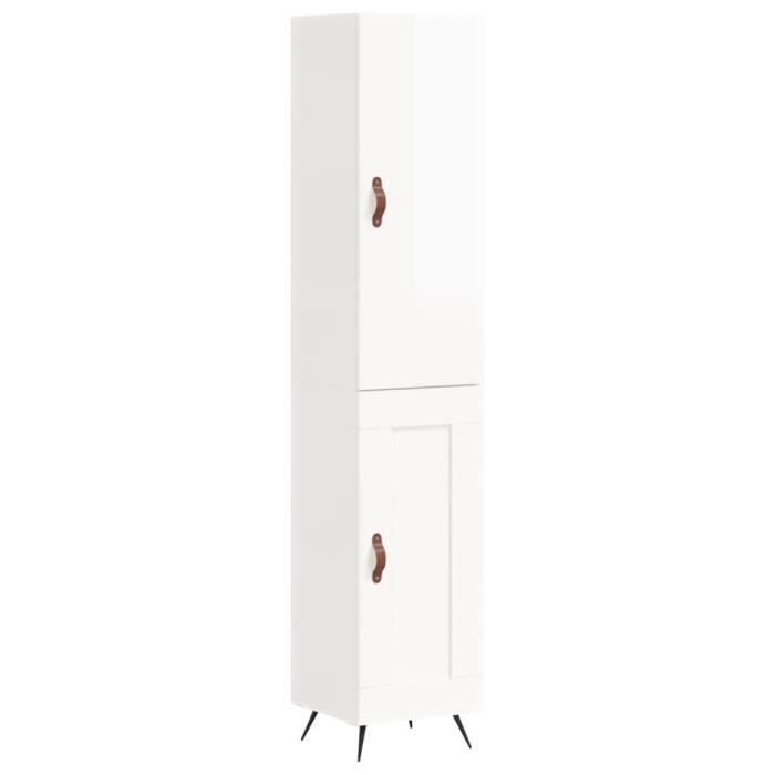 VidaXL Buffet haut Blanc brillant 34,5x34x180 cm Bois d'ingénierie 3199083