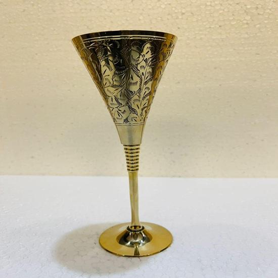 22.86 Cm Brass Wine Glass Hand-Engraved Gold Goblet Polished Brass Cup for Wine, Champagne,Cocktails Halloween,Wedding, Housewarming Gift