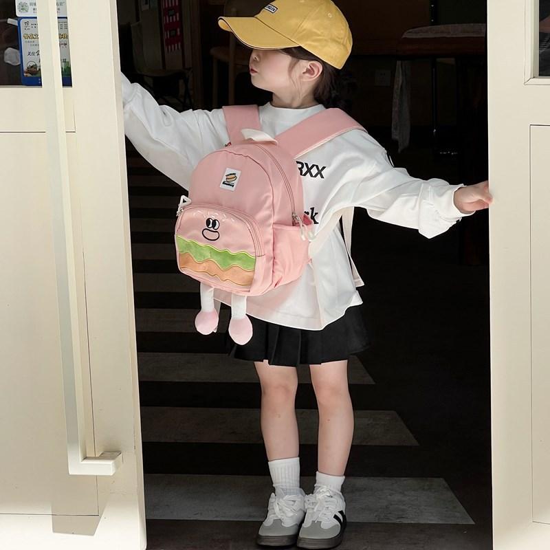 Cartoon Hamburger School Backpack Students Bag Breathable Outdoor Gift Travel