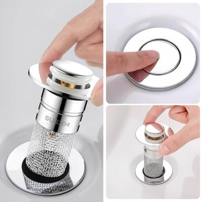 1/2/4 Sets Leakage Stopper Stainless Steel Floor Drain Filter Bathroom Sink Stopper Drain Stopper Filter Bathtub Drain Hair Catcher