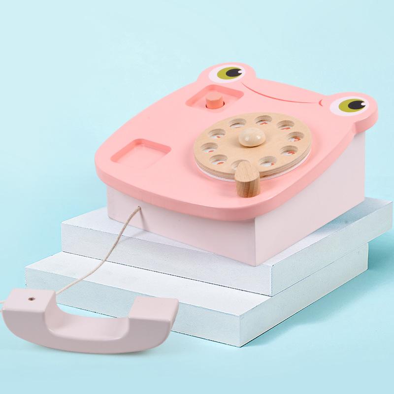 BABIBO Wooden Simulation Frog Telephone Play House Parent-child Interactive Toy Children's Day Gift Baby Cognition