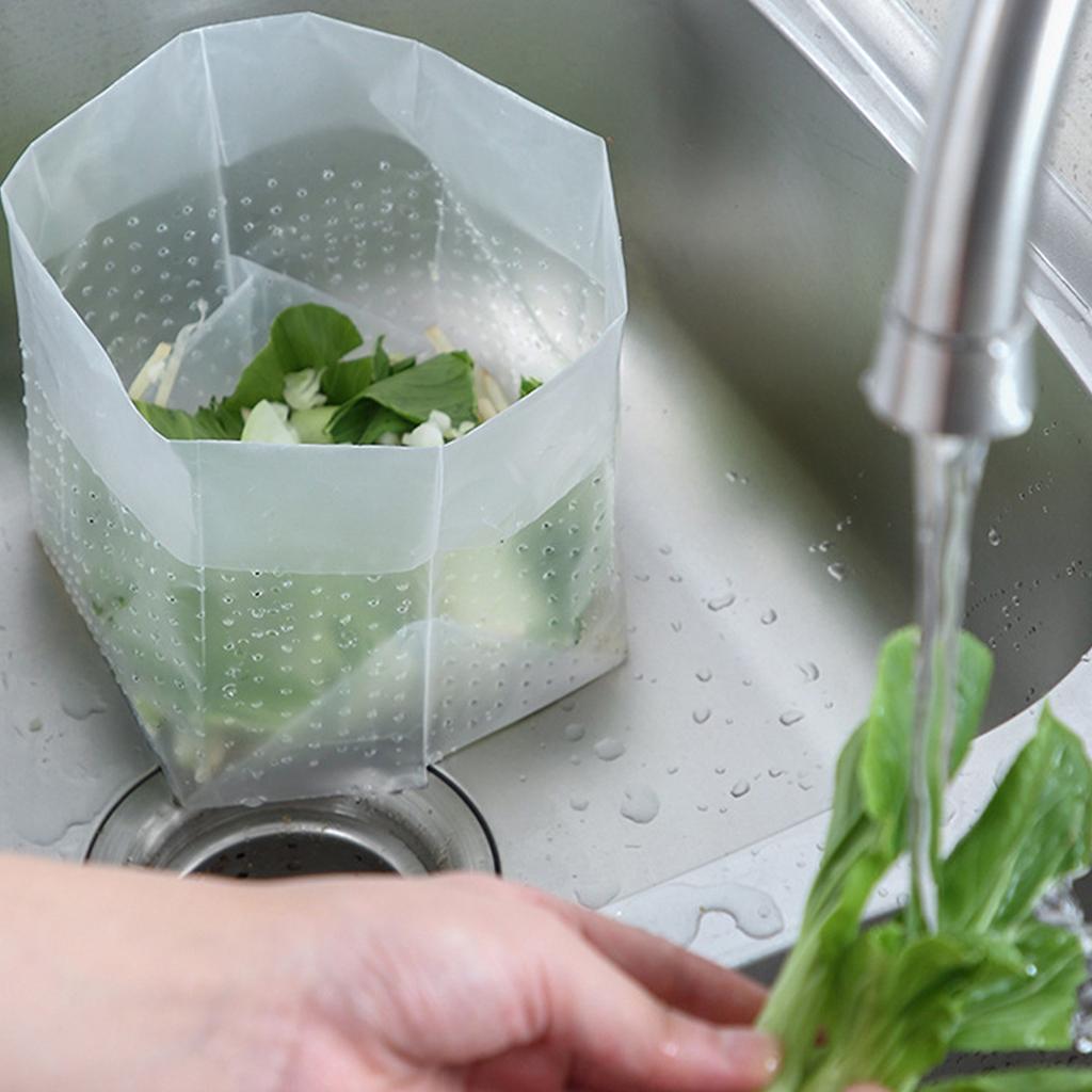 30PCS Sink Garbage Strainer Bag PE Disposable Kitchen Drain Self Standing Trash Bag for Washing Vegetables and Fruits