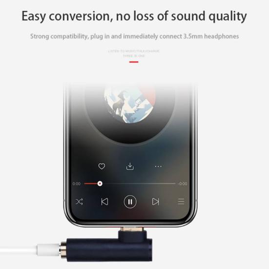 Portable L-shaped Type-C Jack Audio Adapter to 3.5mm for Mobile Phones Tablets