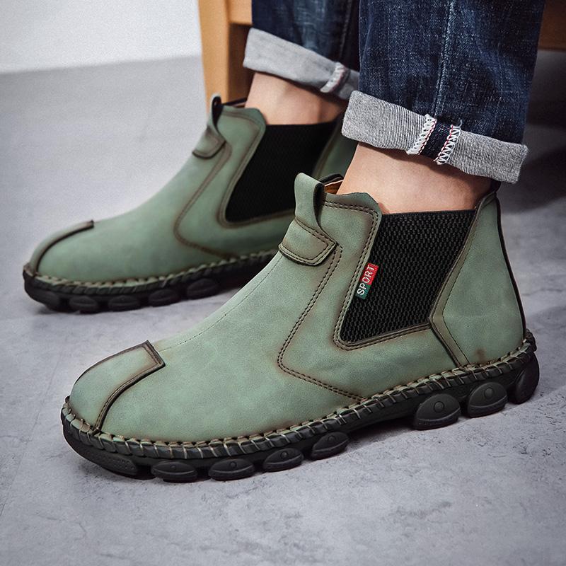 Mens Handmade Genuine Leather Boots Large Size Comfortable Ankle Boots for Men Casual Shoes Outdoor Boots Chelsea Boots