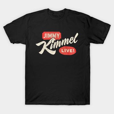 Men Black Print T-shirt Jimmy Kimmel Live Tall No-Cut Transfer Paper Print Cotton Tshirt
