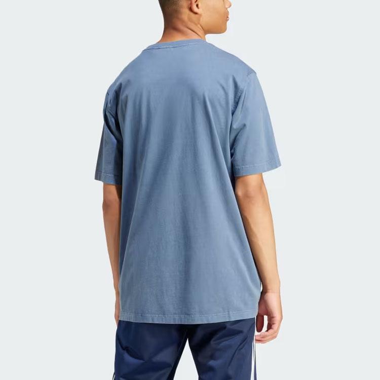 Adidas Originals Adicolor Outline Trefoil Tee With Letter Logo Print Men Tops Blue IR8002