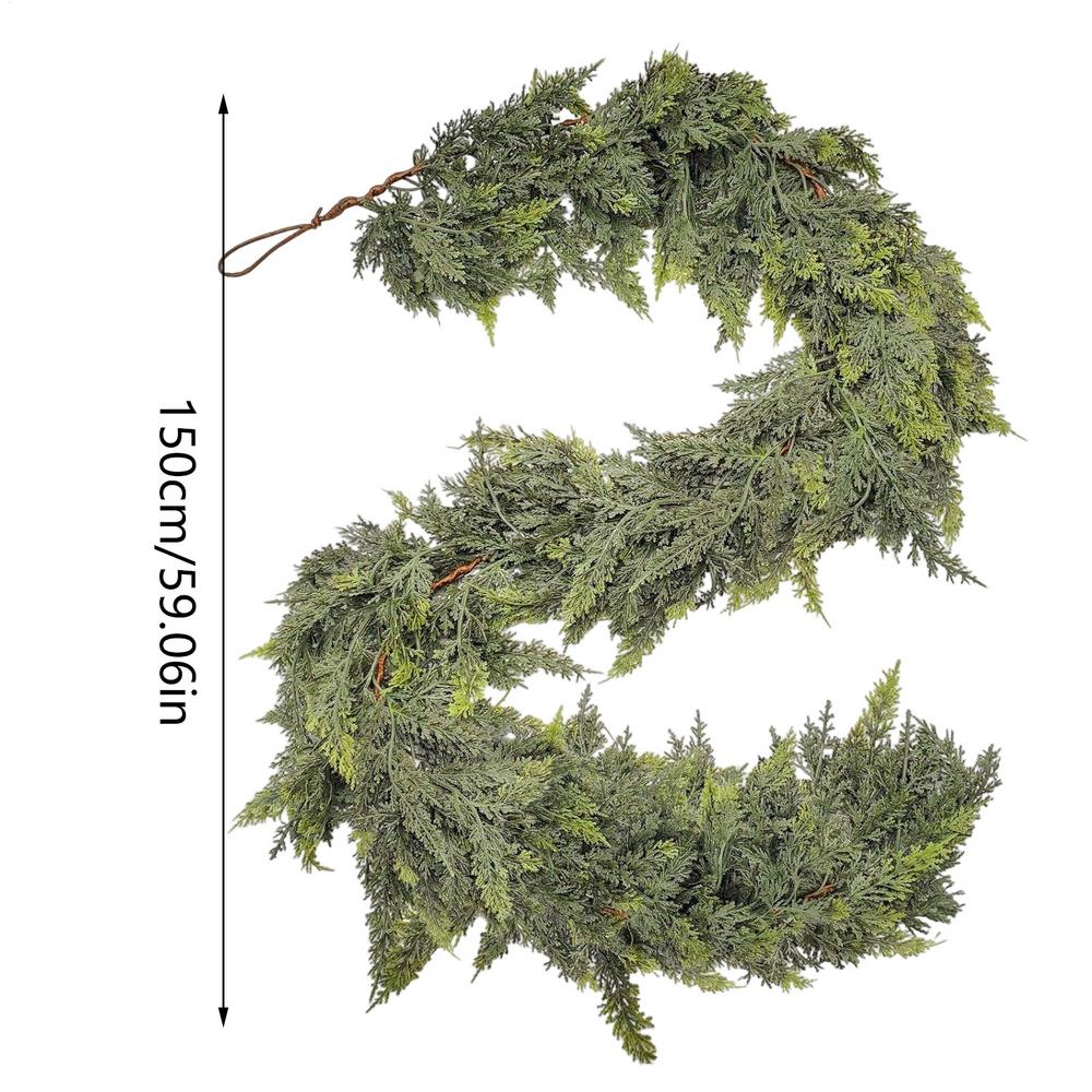 Christmas Artificial Cedar Garland Realistic Green Garland For Front Door Holiday Atmosphere Props For Garden Outdoor Indoor