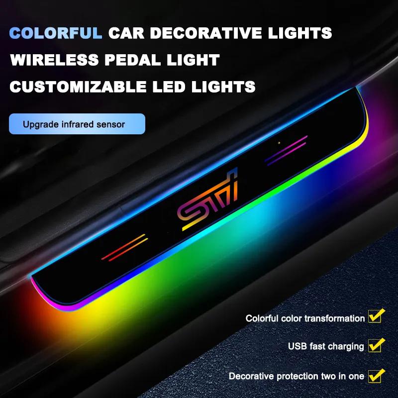 LED Wireless Welcome Pedal Car Scuff Plate Door Sill Light For Subaru STI OUTBACK JLG8 wvr BRZ XV Impreza Forester Legacy Ascent