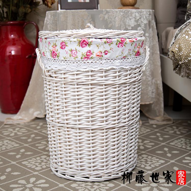 Large Size Wicker Clothes Storage Basket Covered Design for Restaurant Use Dirty Clothes Organizer Retro Style Family Storage...