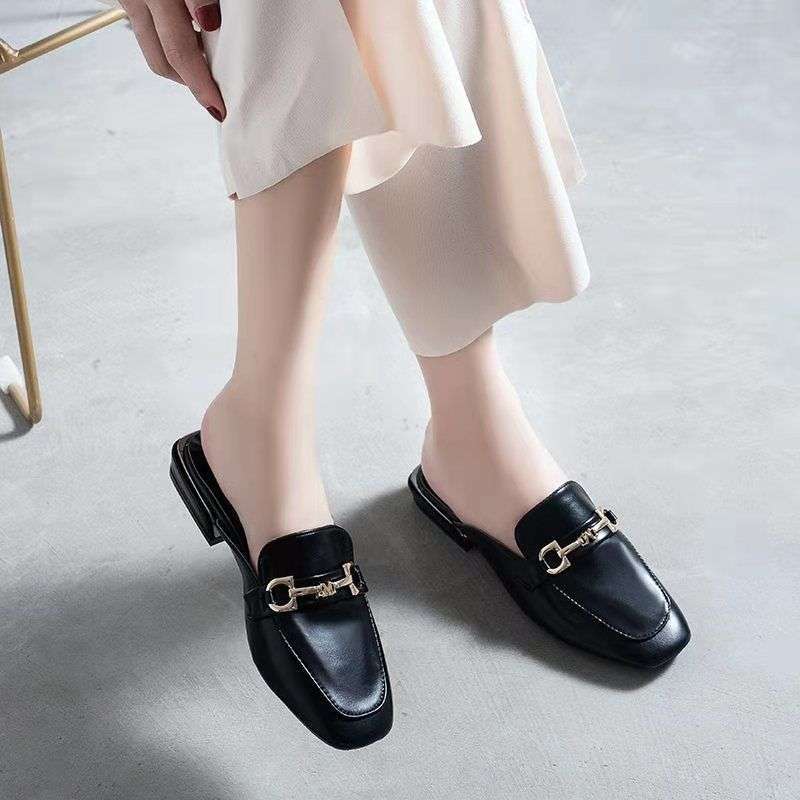 Thick Heel Bag Head Half Slippers Women's 2025 Summer Fashion Cool Slippers Women's New Women's Half Slippers Women's Going Out