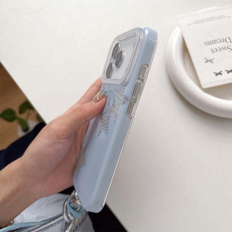 Fresh Baby Blue Glitter Star Phone Case for iPhone 17/16 Pro Max/15/14