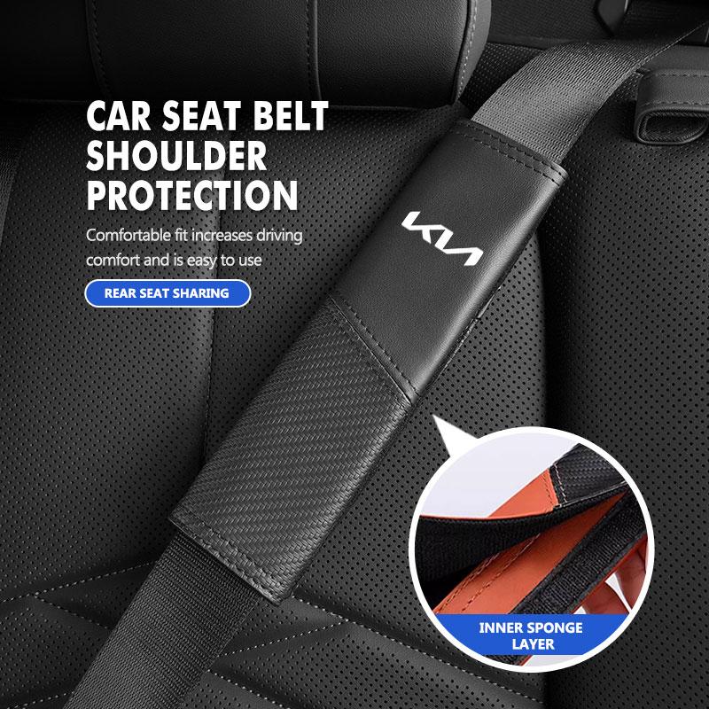 Car Seat Belt Suede Carbon Fiber Safety Belt Shoulder Covers For KIA K5 K2 Optima Soul Spectra Niro Cadenza Sephia Carens