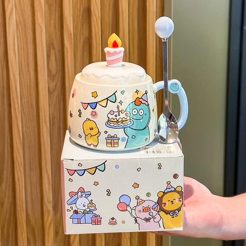 Birthday gift, cute ceramic mug, children's water cup, gift box for girlfriends, practical souvenir