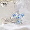 Small Angel Collectible Ornament Forget Me Not Dried Flower Keepsake, Mini Acrylic Pocket Hug Figurine, Commemorative Gift for Sympathy