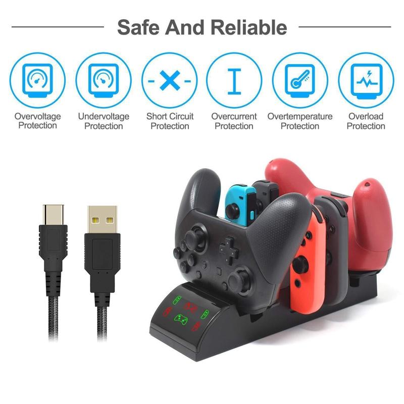 Multifunction Charging Station Dock Base for Controllers with LED Indication Light Space Saving Designing