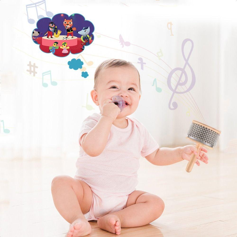 Music Education Percussion Hand Cabasa Wooden Handle Hand Crank Toy  Musical Instruments