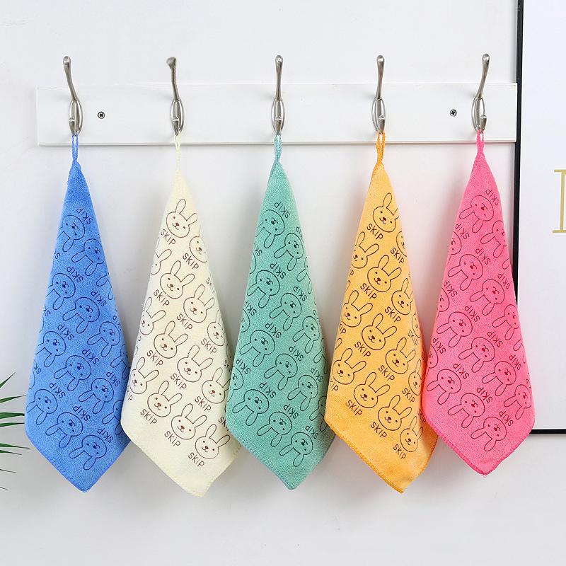 1Pcs Cute Bunny 30*30cm Baby Square Towel Thicken Hook Towel Universal Handkerchief Random Color