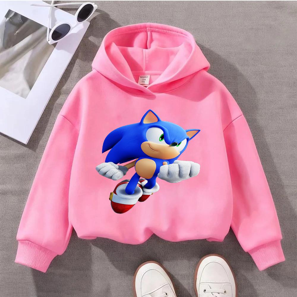 Boys Girls Sonic The Hedgehog Kids Sweatshirt Print Long Sleeve Casual Pullover Children's Cartoon Top