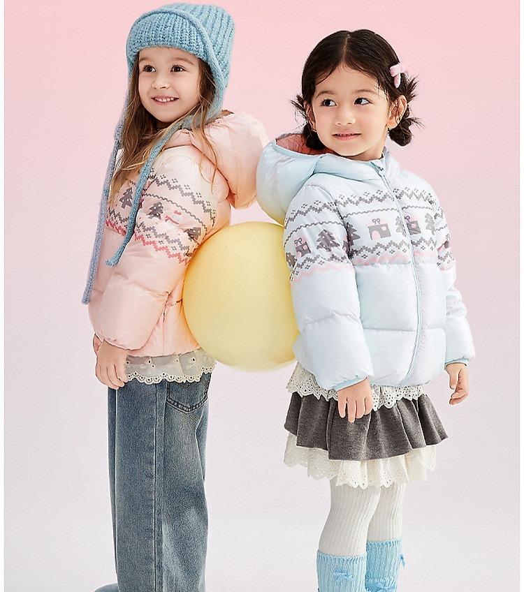 Fel Island Hooded Windproof Down Jacket for Infants and Girls