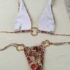 New Sexy Bikini Suit Lace-Up Solid Color Printing Low Waist Fashion Women'S Neck
