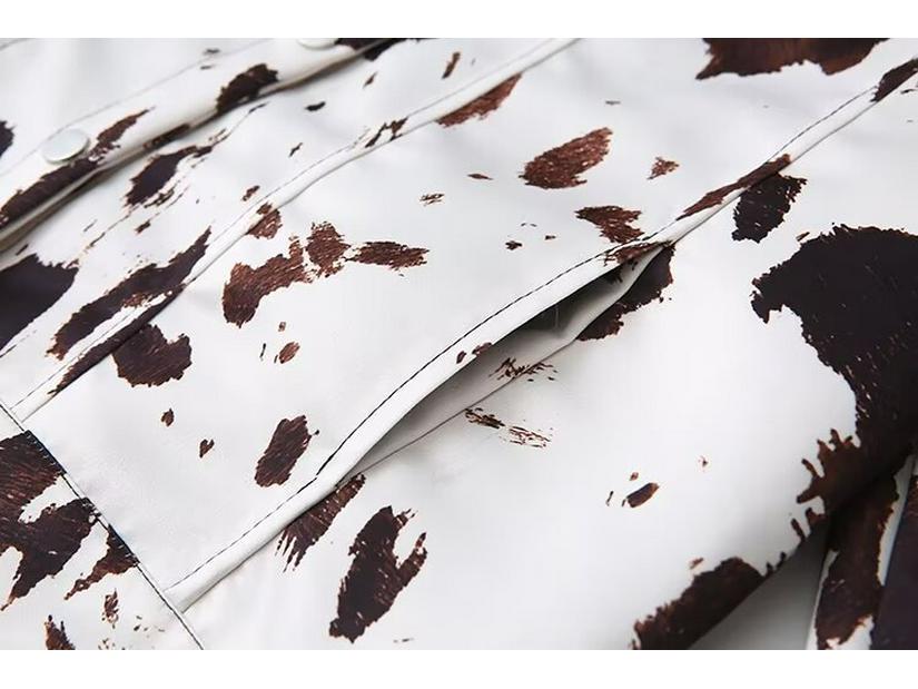 2024 Women's Autumn European & American Style Turn-Down Collar Printed Jacket with Long Sleeves